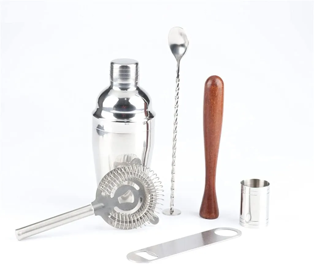 CSCDD 7Pcs 550ml Stainless Steel Cocktail Shaker Mixer Bartender Kit Bar Set Tools with Bag