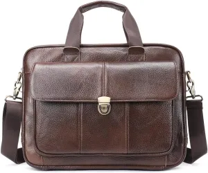CSCDD Men's Briefcase Leather Business Tote Bag For Document Office Portable Laptop Shoulder Bag