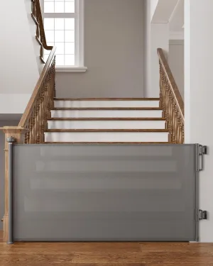 Cumbor 76" Wide Long Retractable Baby Gates for Stairs, Mesh Dog Gate for the House, 34" Tall Extra Wide Pet Gate for Dogs, Child Safety Gates for Doorways, Hallways, Indoor/Outdoor(Gray)
