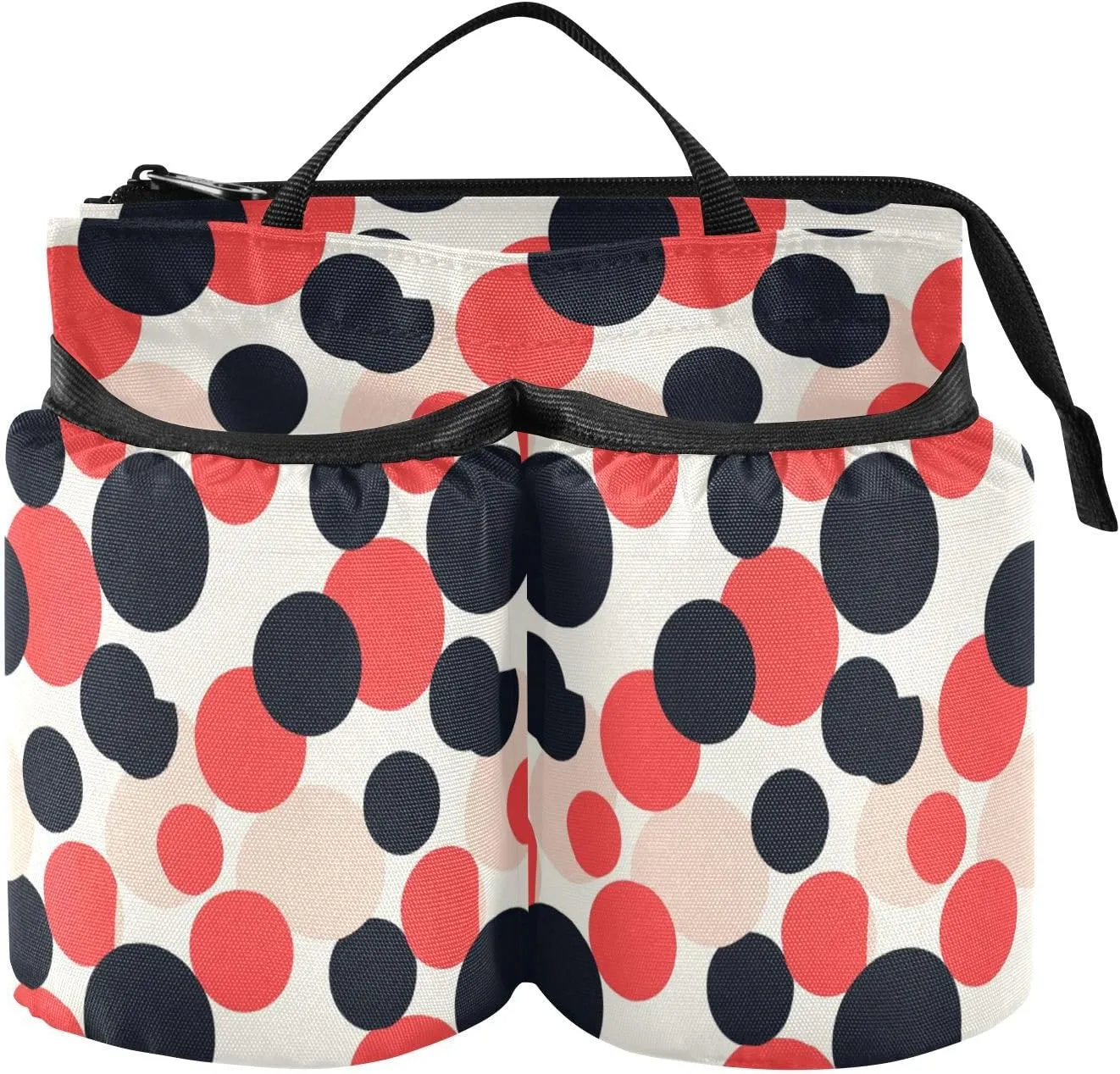 Cup Holder Travel Portable Polka Dot Black Red Bag Drink Holder Two Cup Holder for Attendant Must Haves mochila para