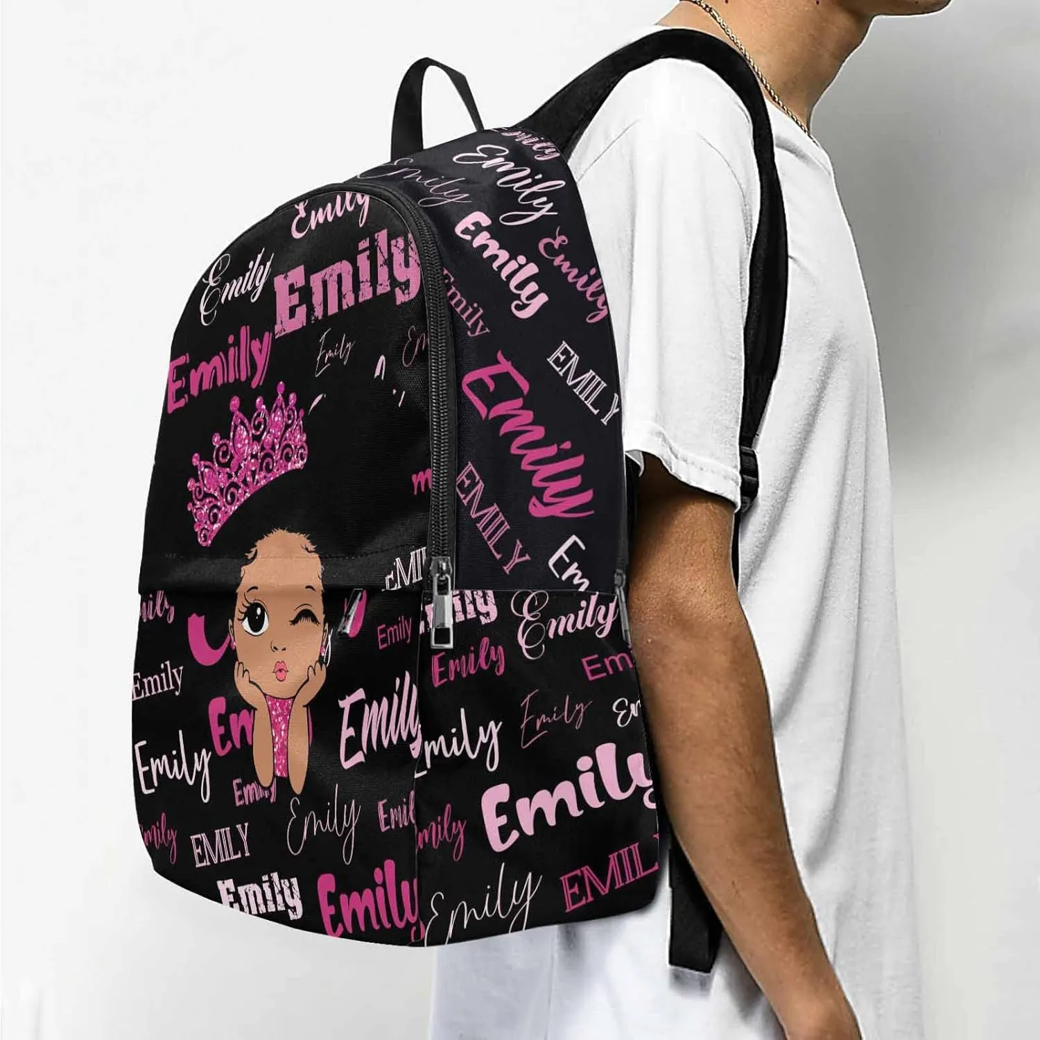 Custom bag with Name Little Princess Girl Flowers for Students Boys Girls Bag Travel Daypack Rucksack