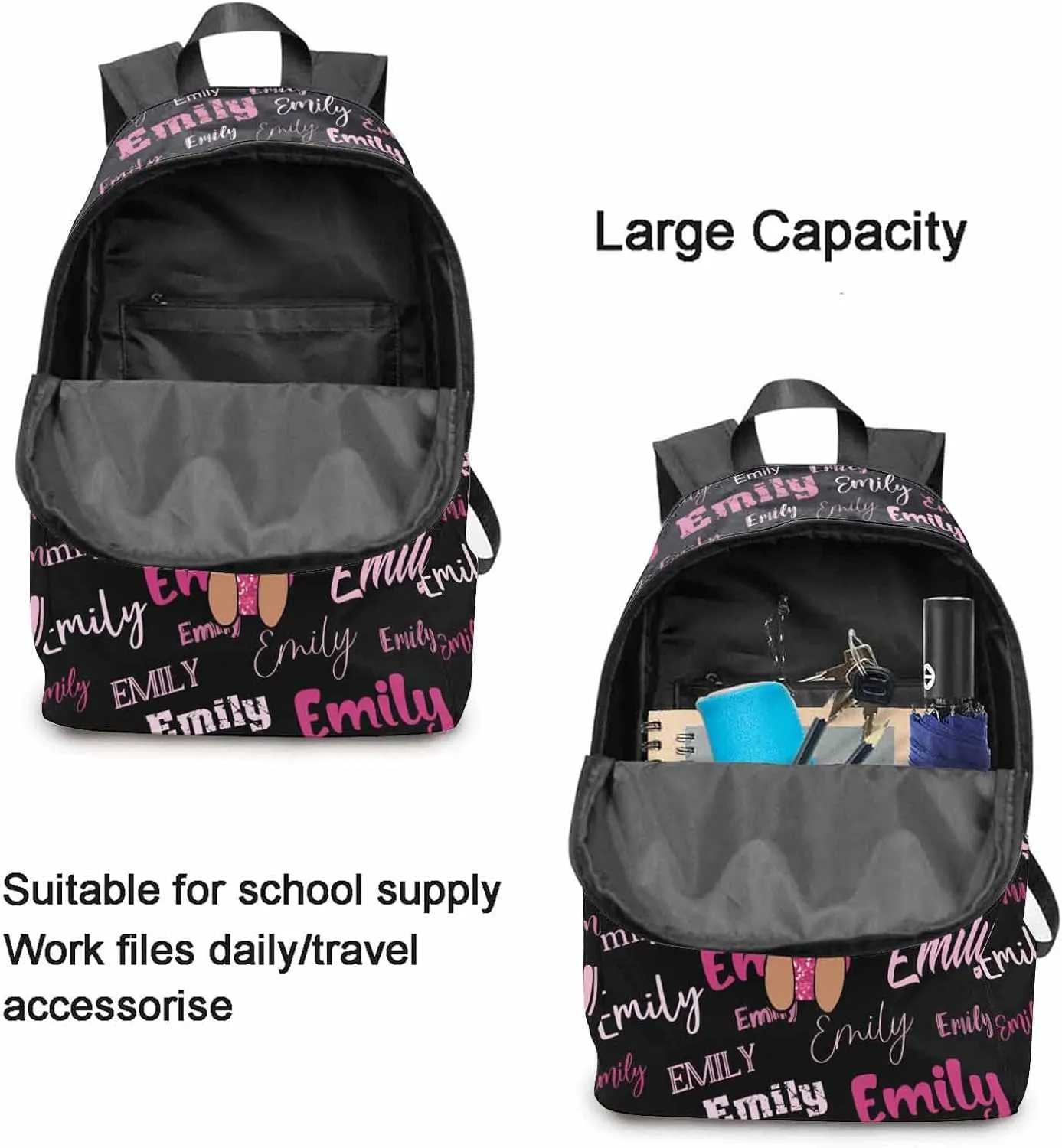 Custom bag with Name Little Princess Girl Flowers for Students Boys Girls Bag Travel Daypack Rucksack