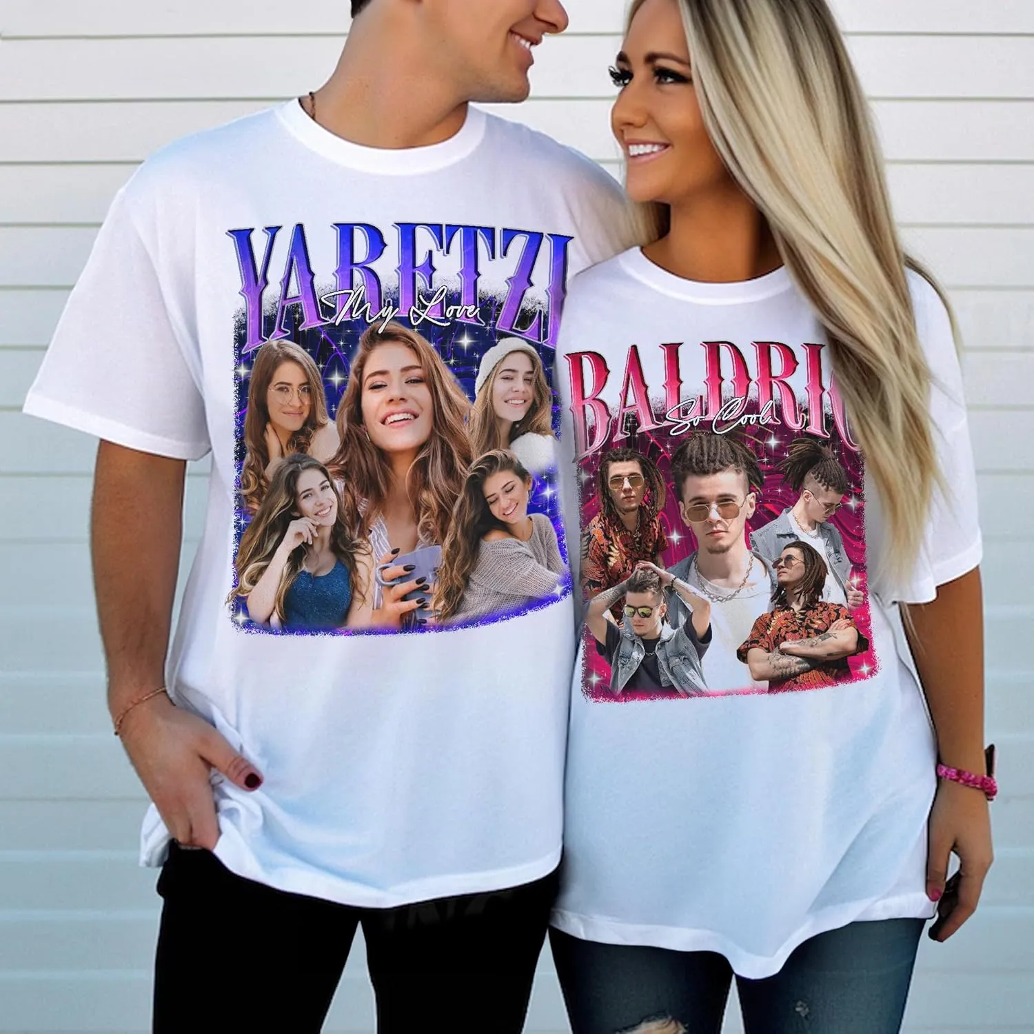 Custom Bootleg Rap Tee Shirt for Women & Men - Custom Face & Photo Picture Shirt Gift Idea for Couples, Family & Friends