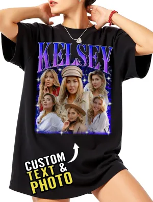 Custom Bootleg Rap Tee Shirt for Women & Men - Custom Face & Photo Picture Shirt Gift Idea for Couples, Family & Friends