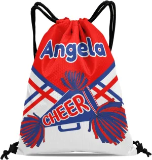 Custom Cheer Drawstring Bag with Name Personalized Cheerleading Yoga Fishing Rugby for Man Woman Pom Cheerleading