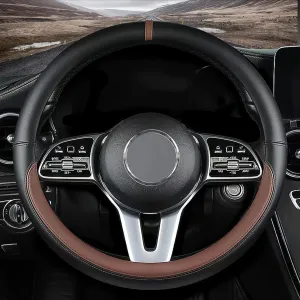 Custom fit for Toyota Car Steering Wheel Cover, Nappa Leather Car Steering Wheel Cover Non-Slip Steering Wheel Cover, Designed for Toyota Interior Accessories (Brown,for Toyota)