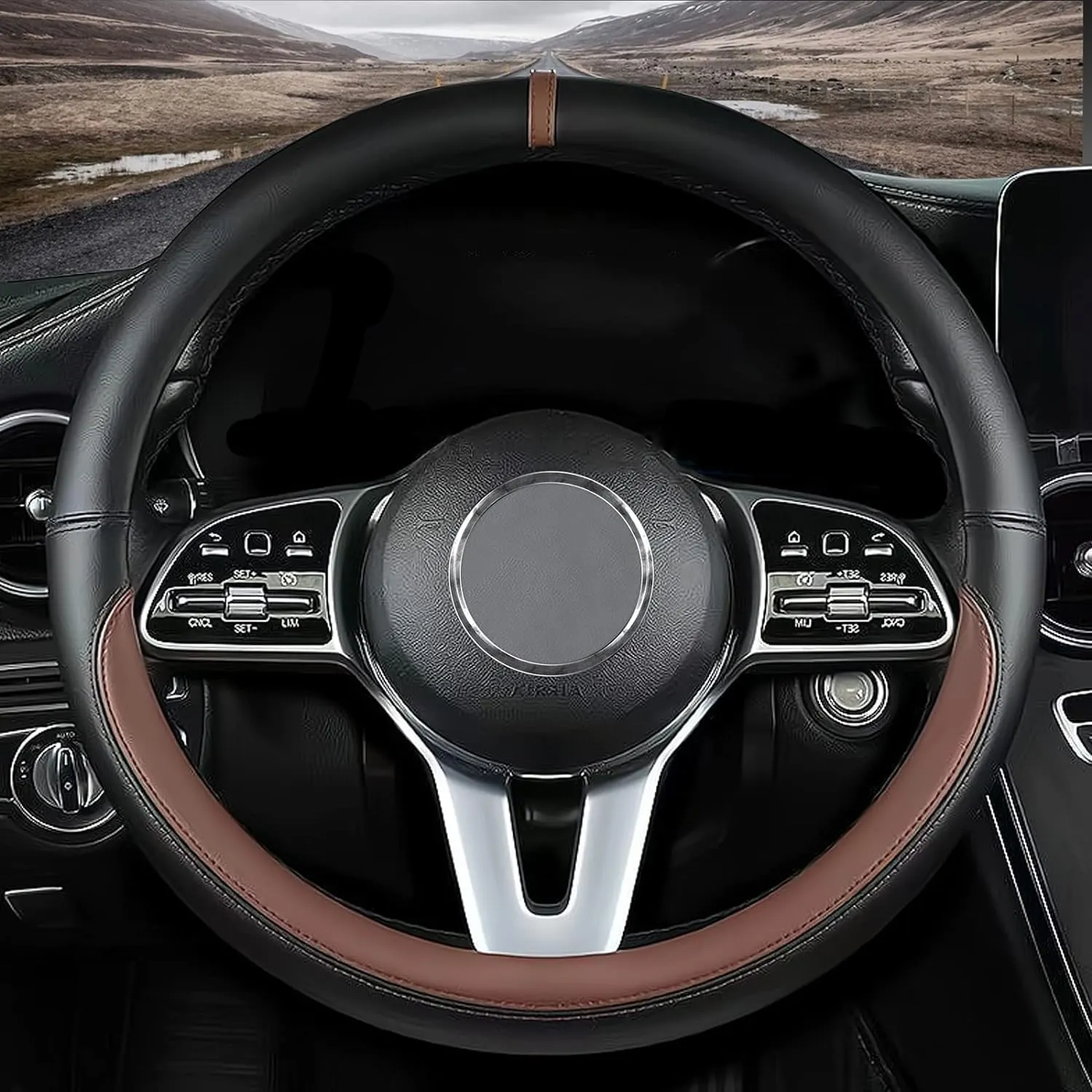 Custom fit for Toyota Car Steering Wheel Cover, Nappa Leather Car Steering Wheel Cover Non-Slip Steering Wheel Cover, Designed for Toyota Interior Accessories (Brown,for Toyota)