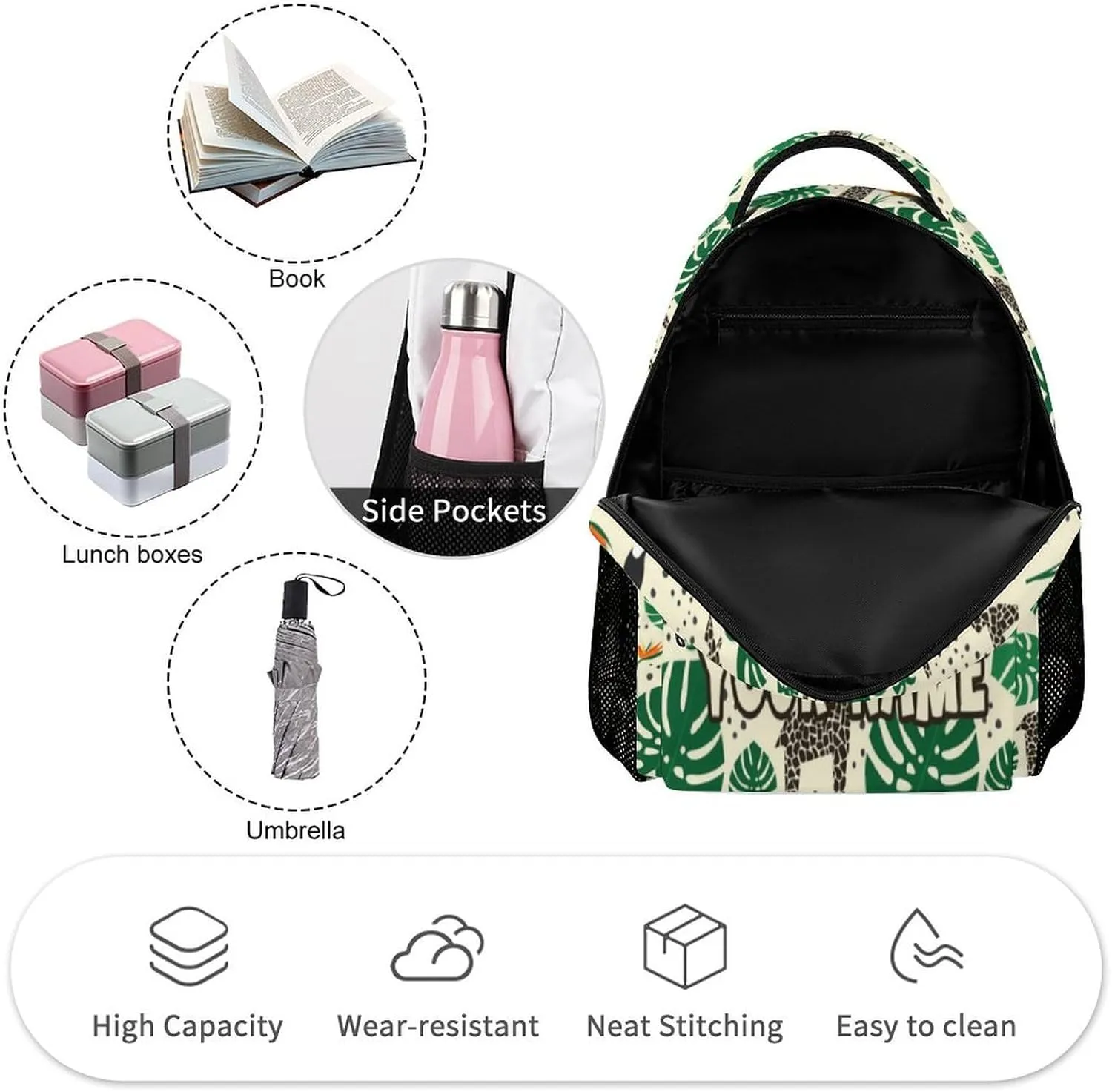 Custom Giraffe Backpack for Kids Girls Boys School, 16 Inches Cute Giraffes Theme Bookbag, Adjustable, Lightweight, Large Capacity, Colorful Daily Casual Backpacks