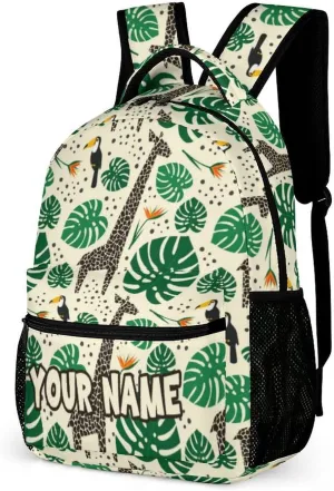 Custom Giraffe Backpack for Kids Girls Boys School, 16 Inches Cute Giraffes Theme Bookbag, Adjustable, Lightweight, Large Capacity, Colorful Daily Casual Backpacks