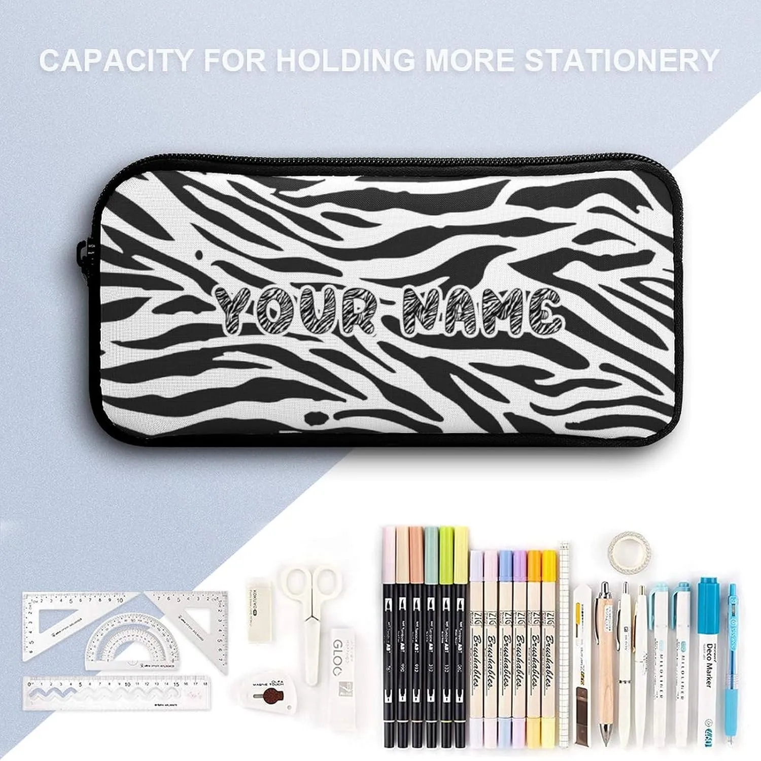 Custom Zebra Backpack with Lunch Box & Pencil Case, 16 Inch Cute Zebras Themed Bookbag, Adjustable Lightweight Large Capacity, Colorful Daily Casual Backpacks Set with Lunch Bag