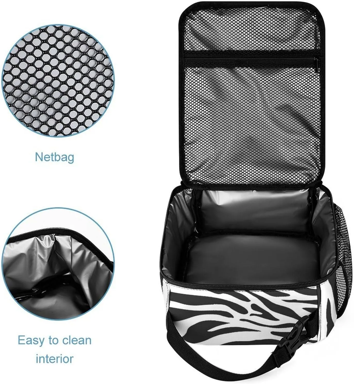 Custom Zebra Backpack with Lunch Box & Pencil Case, 16 Inch Cute Zebras Themed Bookbag, Adjustable Lightweight Large Capacity, Colorful Daily Casual Backpacks Set with Lunch Bag