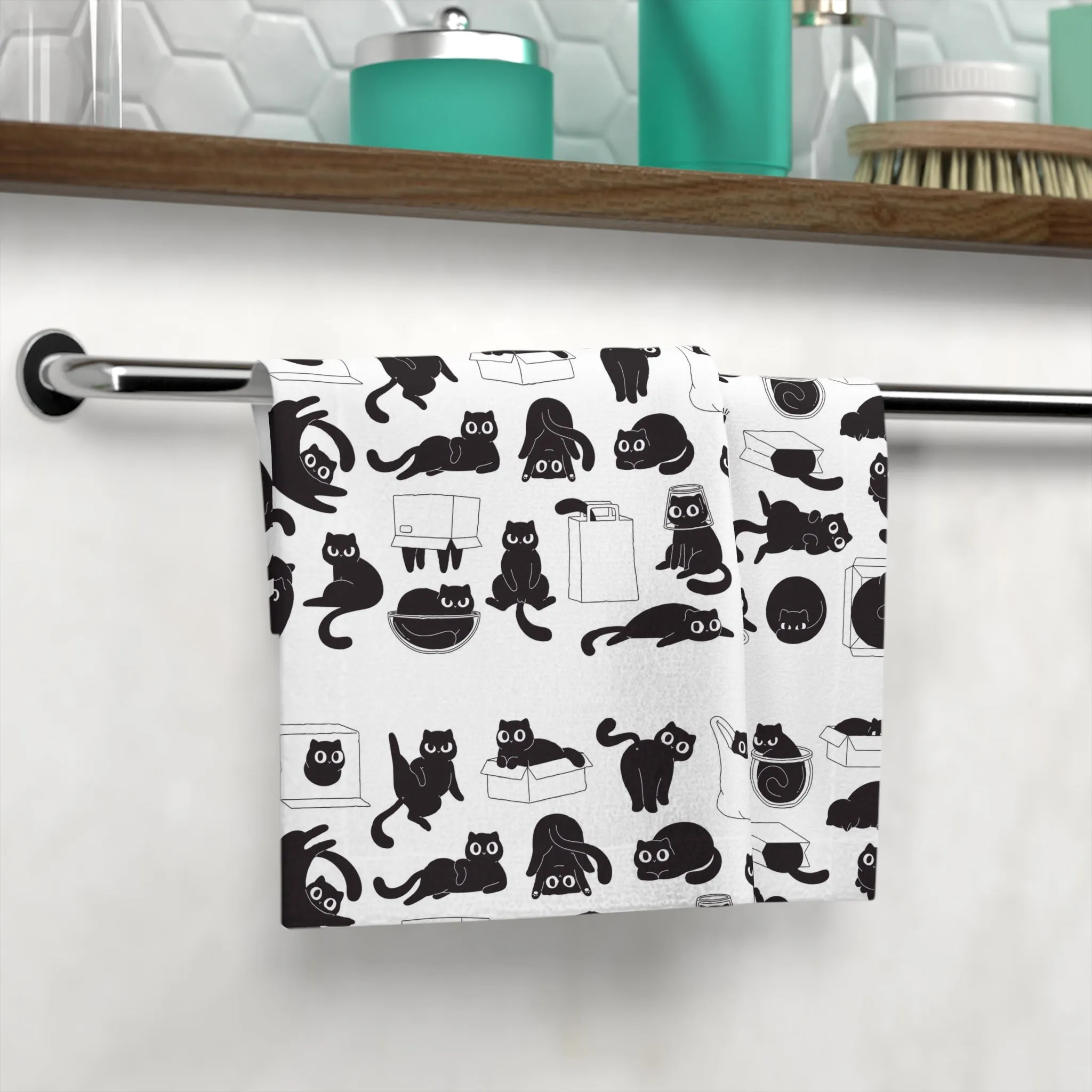 Cute Cat Pattern Face Towel - Perfect for Cat Lovers & Home Decor