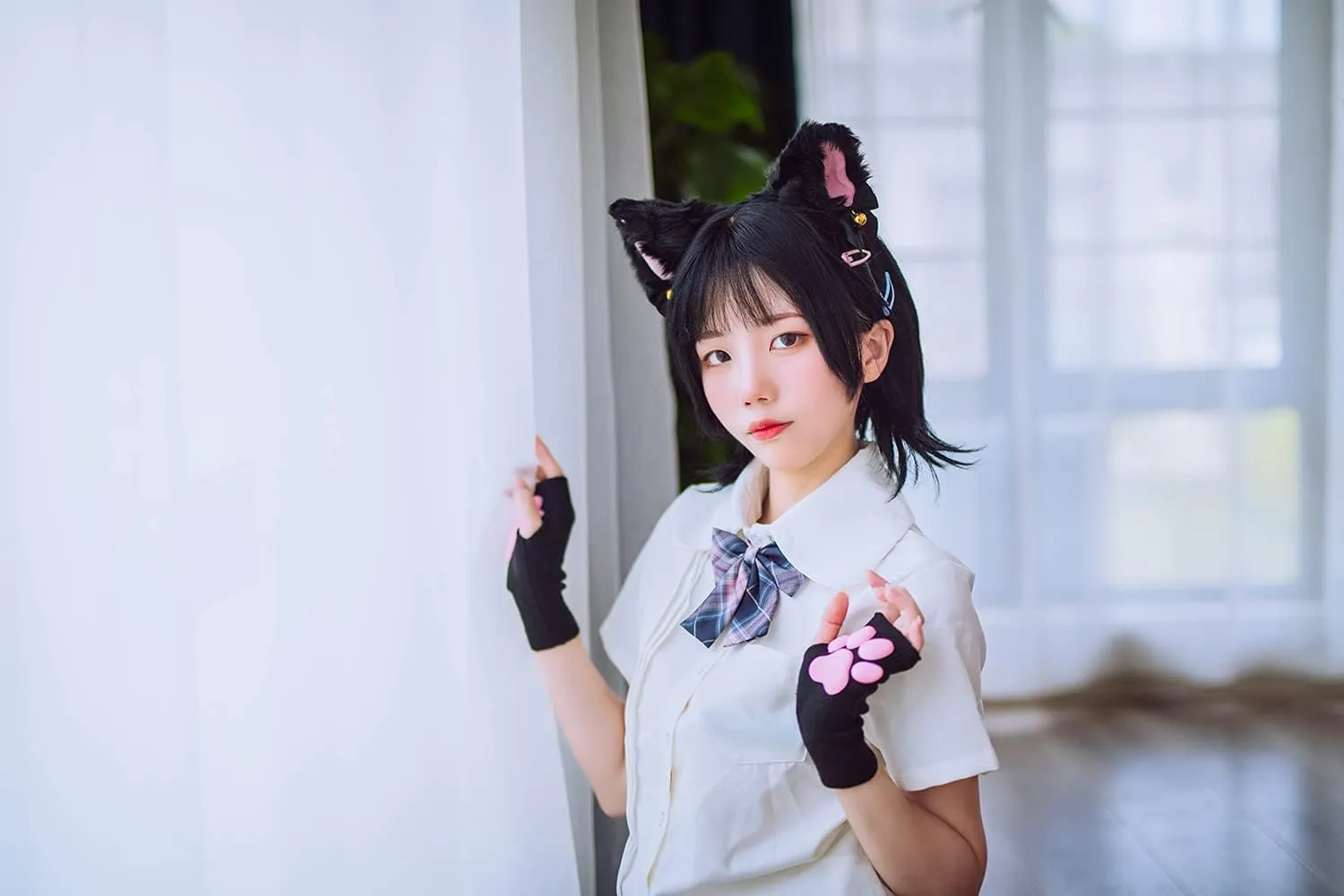 Cute Cat Paw Mittens Gloves, Kawaii Cat Cosplay Kawaii Soft 3D Toes Beans Fingerless Cat Claw Paws Pad Sleeve