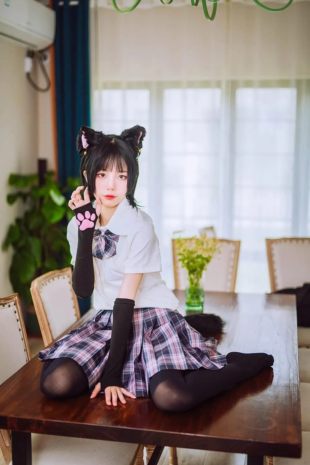 Cute Cat Paw Mittens Gloves, Kawaii Cat Cosplay Kawaii Soft 3D Toes Beans Fingerless Cat Claw Paws Pad Sleeve