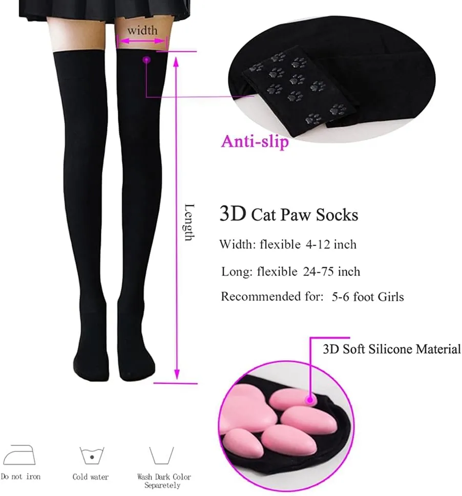 Cute Cat Paw Mittens Gloves, Kawaii Cat Cosplay Kawaii Soft 3D Toes Beans Fingerless Cat Claw Paws Pad Sleeve