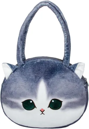 Cute cat shoulder bag, plush handbag, cat big face bag, cat gift for women