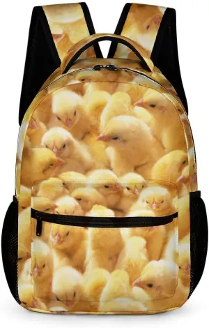 Cute Chicken Backpack for Kids, Kawaii Yellow Chicks School Backpack for Girls, Water Resistant Lightweight Travel Backpack, Elementary Middle High School Backpack, 16 Inch