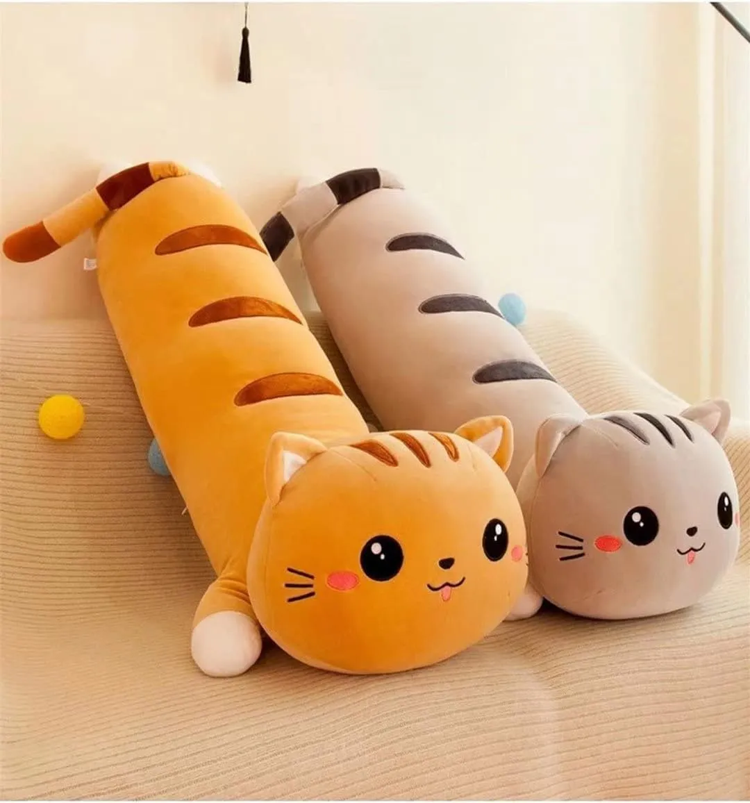 Cute Long Cat Plush Pillow - Soft Cat Stuffed Animal Body Pillow for Kids and Girlfriend, Kitten Plushie Toy for Sleeping and Decor, Idea(Brown,20in/50cm)