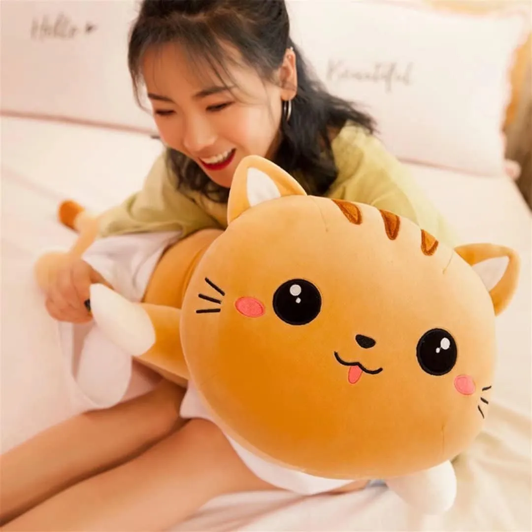 Cute Long Cat Plush Pillow - Soft Cat Stuffed Animal Body Pillow for Kids and Girlfriend, Kitten Plushie Toy for Sleeping and Decor, Idea(Brown,20in/50cm)