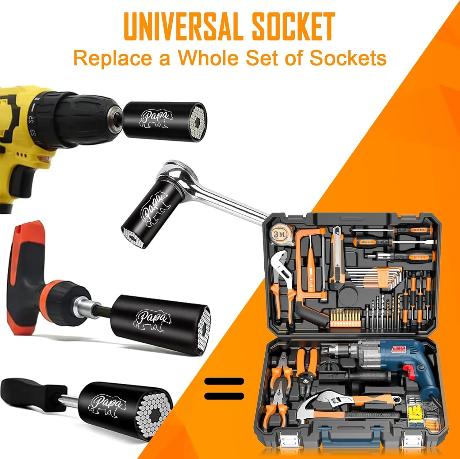Dad Gifts for Dad Papa Grandpa Father Men Him, Stocking Stuffers for Adults Dad Universal Socket Tools Gifts for Christmas Fathers Day from Daughte Son Wife Kids, Christmas Gifts Tools Socket Set