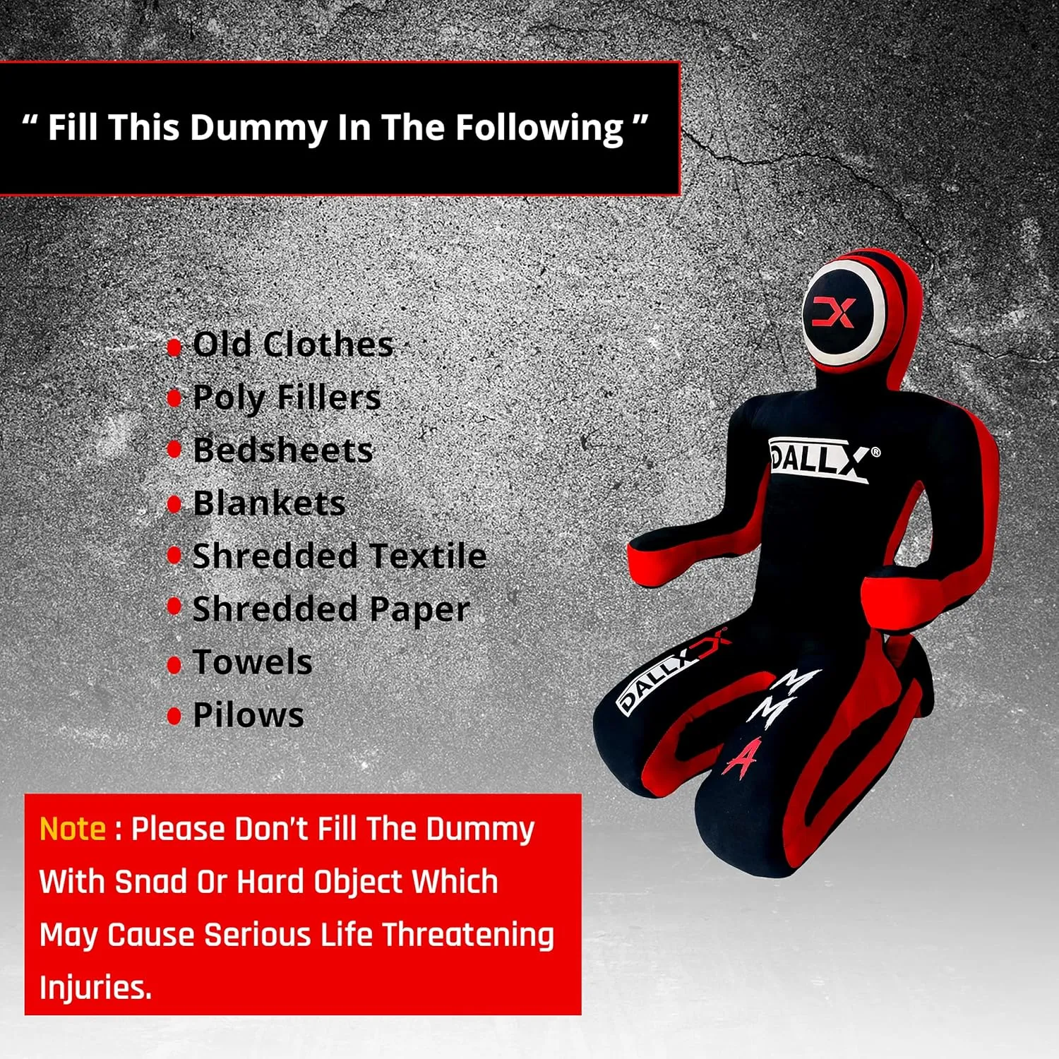 DALLX MMA Grappling Dummy for Wrestling Judo Karate BJJ JIU Jitsu Punching Dummies Mixed Martial Arts Police Training Self Defense – UNFILLED