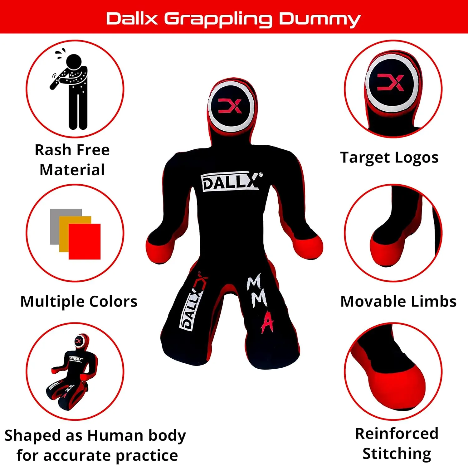 DALLX MMA Grappling Dummy for Wrestling Judo Karate BJJ JIU Jitsu Punching Dummies Mixed Martial Arts Police Training Self Defense – UNFILLED