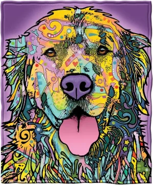 Dawhud Direct Colorful Golden Retriever Fleece Blanket for Bed, 50 x 60 inches Dean Russo Golden Retriever Fleece Throw Blanket for Women, Men and Kids - Super Soft Plush Dog Blanket Throw