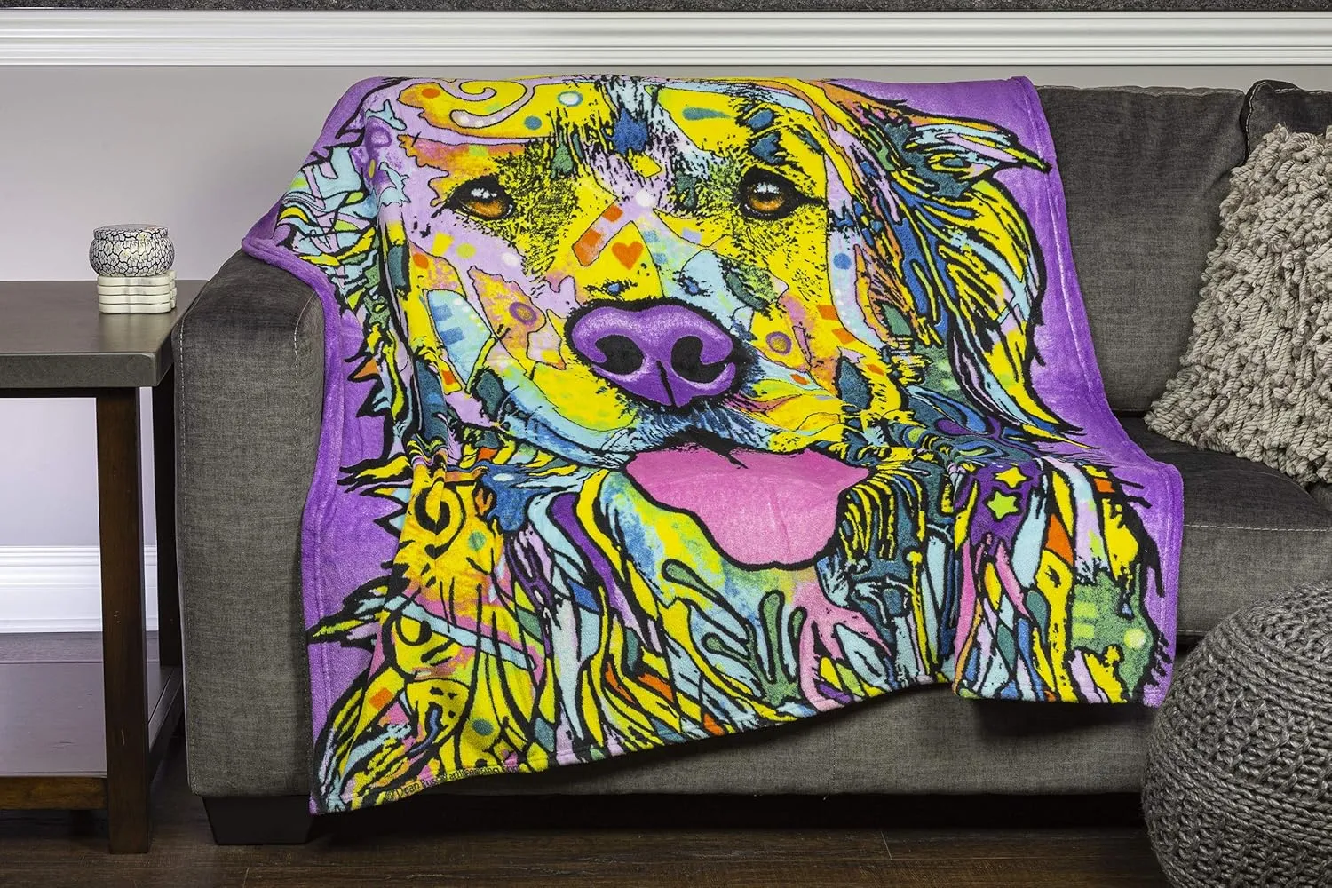 Dawhud Direct Colorful Golden Retriever Fleece Blanket for Bed, 50 x 60 inches Dean Russo Golden Retriever Fleece Throw Blanket for Women, Men and Kids - Super Soft Plush Dog Blanket Throw