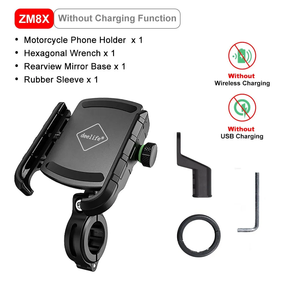 Deelife Motorcycle Phone Holder for Moto Motorbike Mirror Mobile Stand Support USB Charger Wireless Charging Cellphone Mount