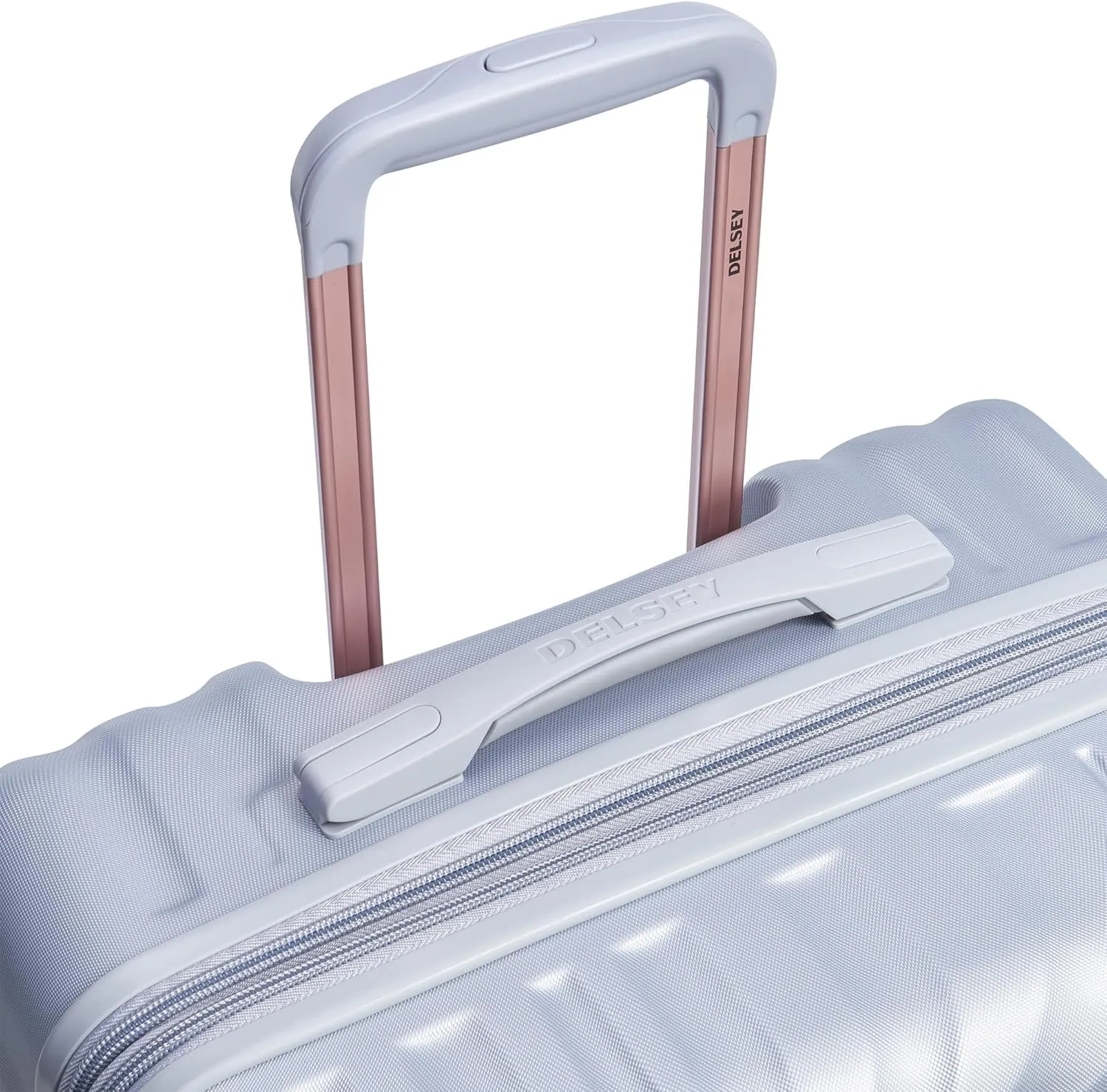 DELSEY PARIS Alexis Durable Luggage, Expandable Lightweight 4-Wheel Spinner, Easy Grip Handles for Smooth Mobility, TSA-Lock Incorporated, Men and Women, Platinum/Rose Gold, Carry-On 21-Inch