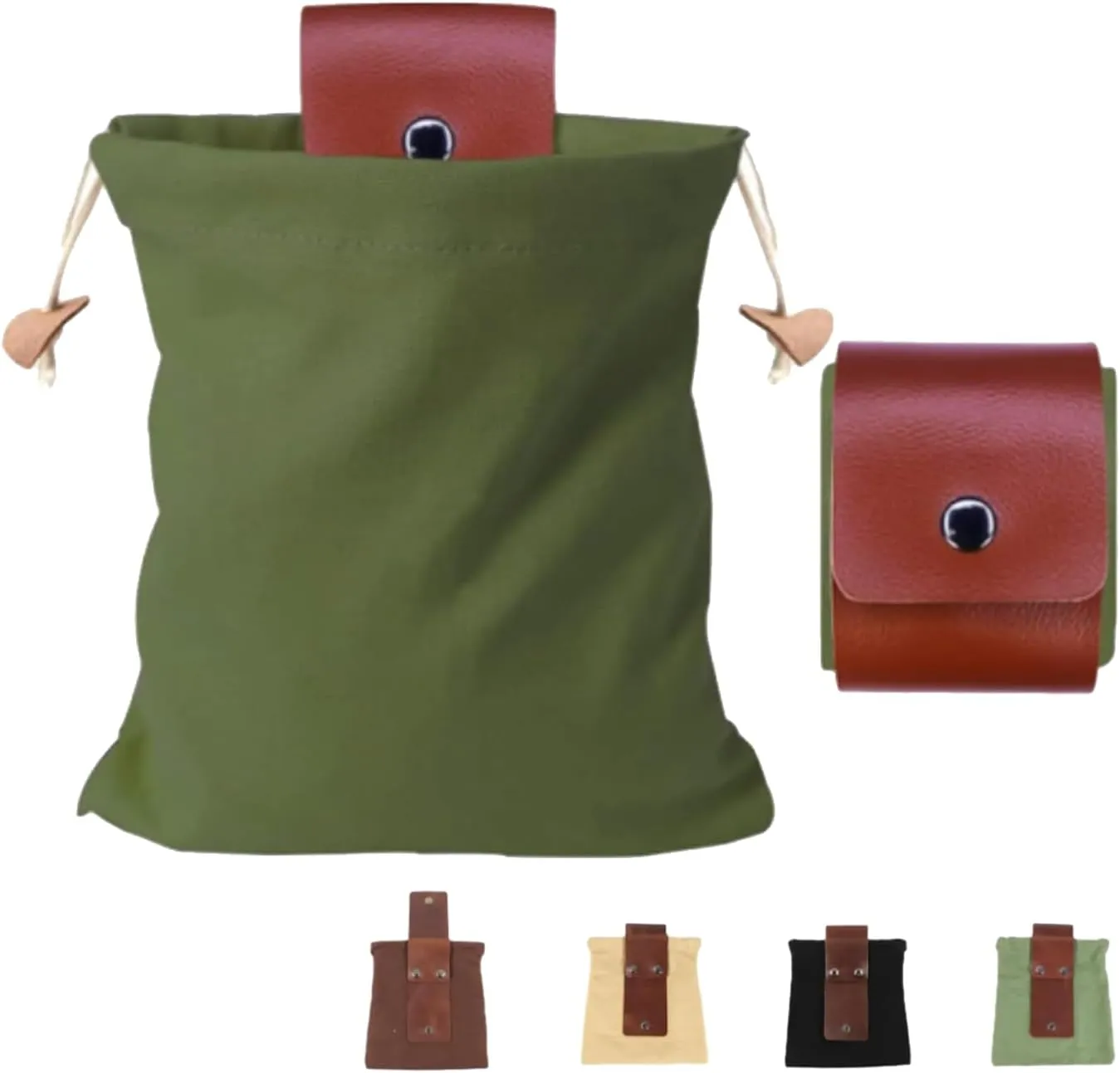 Derivemid Bag, Derivemid Forage Bag, Handmade Cowhide Canvas Beg, Belt Foldable with Drawstring
