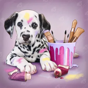 DIAMOND ART CLUB Paint Me Beautiful - Dalmation Diamond Painting Kit, Fun DIY Crafts for Adults, Round Diamond Art Canvas for Beginners, 13" x 13" (33cm x 33cm)