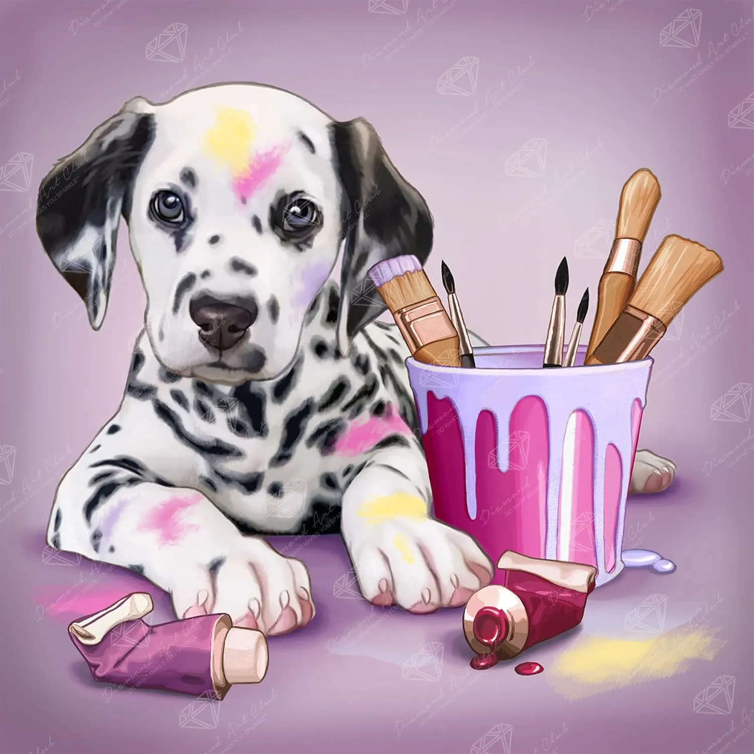 DIAMOND ART CLUB Paint Me Beautiful - Dalmation Diamond Painting Kit, Fun DIY Crafts for Adults, Round Diamond Art Canvas for Beginners, 13" x 13" (33cm x 33cm)
