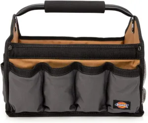 Dickies 12-Inch Durable Canvas Tool Tote Bag Organizer, 12 Exterior Pockets, 16 Tool Loops, Grey/Tan