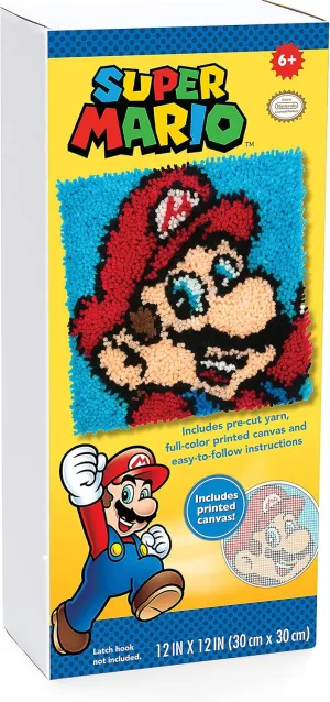 Dimensions 72-75279 Nintendo's Super Mario Brothers Latch Hook Kit for Beginners, 12" x 12", Multicolor