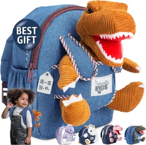 Dinosaur Backpack for Kids 3-5, Toddler Backpack for Boys with Detachable Dinosaur Toy with Pockets and Reflective Logo Patch
