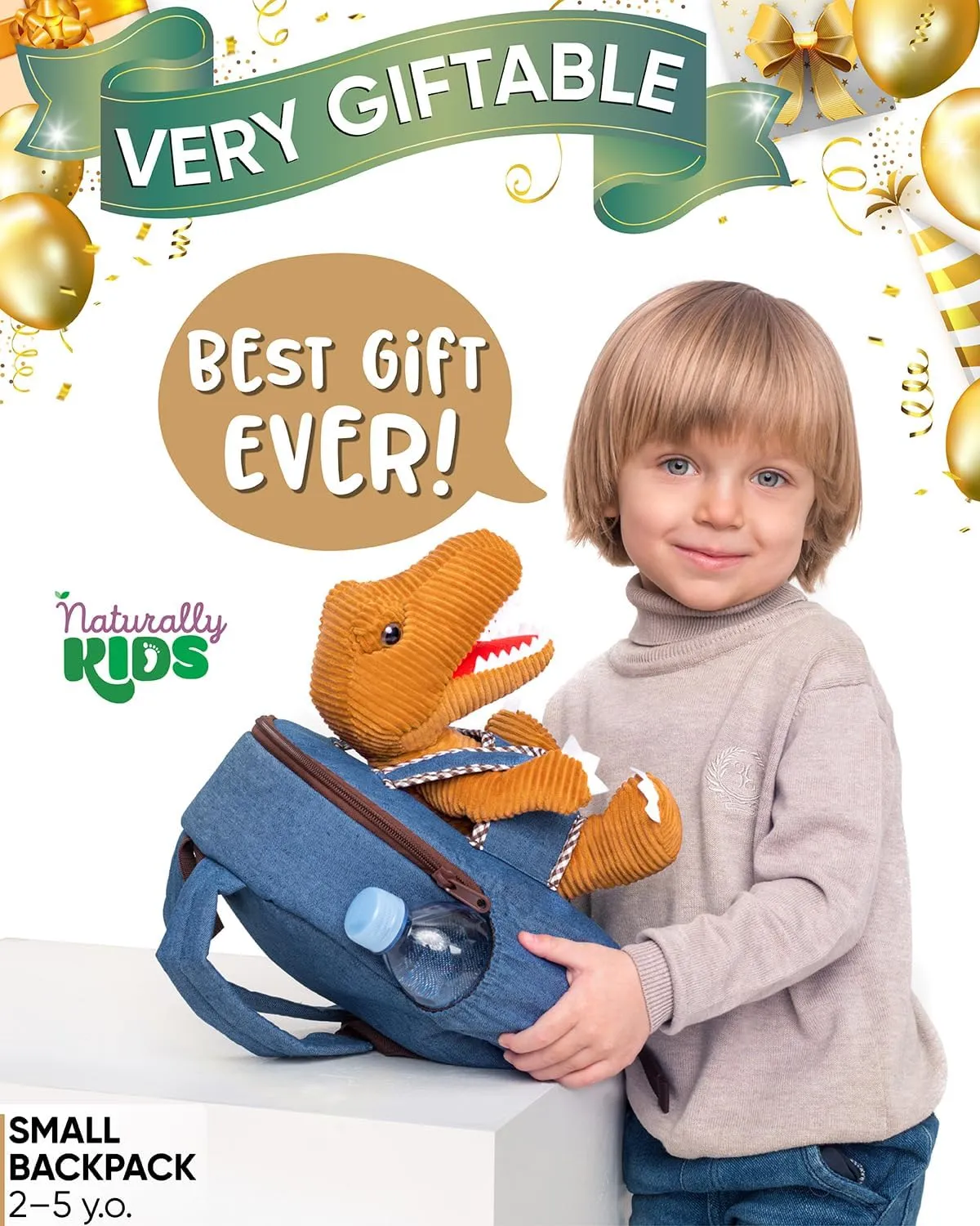 Dinosaur Backpack for Kids 3-5, Toddler Backpack for Boys with Detachable Dinosaur Toy with Pockets and Reflective Logo Patch