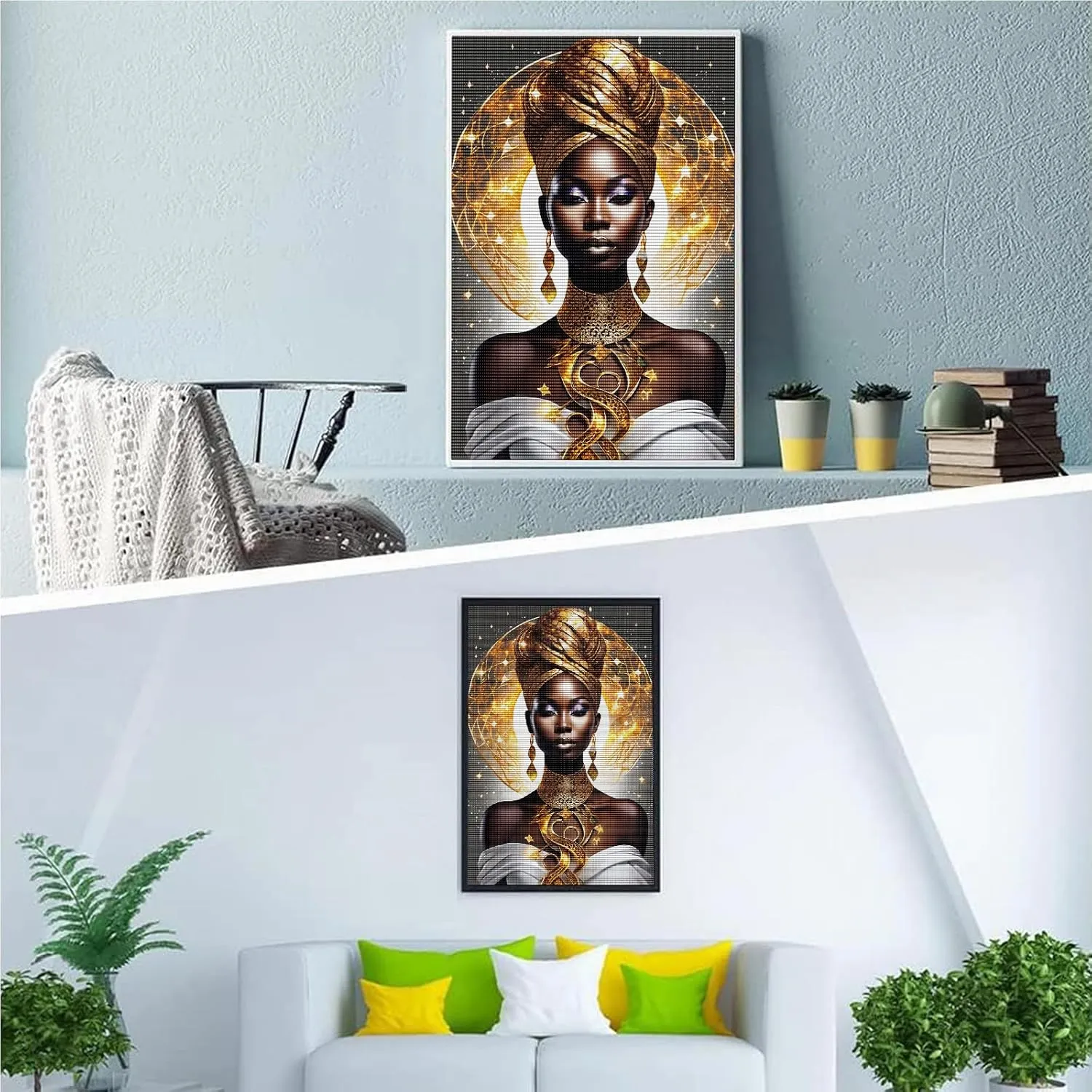 Directo Diamond Painting Kits for Adult,DIY 5D African American Diamond Art Kits,Portrait Full Drill Round Crystal Happy African Women Diamond Dots Art Crafts for Home Wall Decor 18x25inch