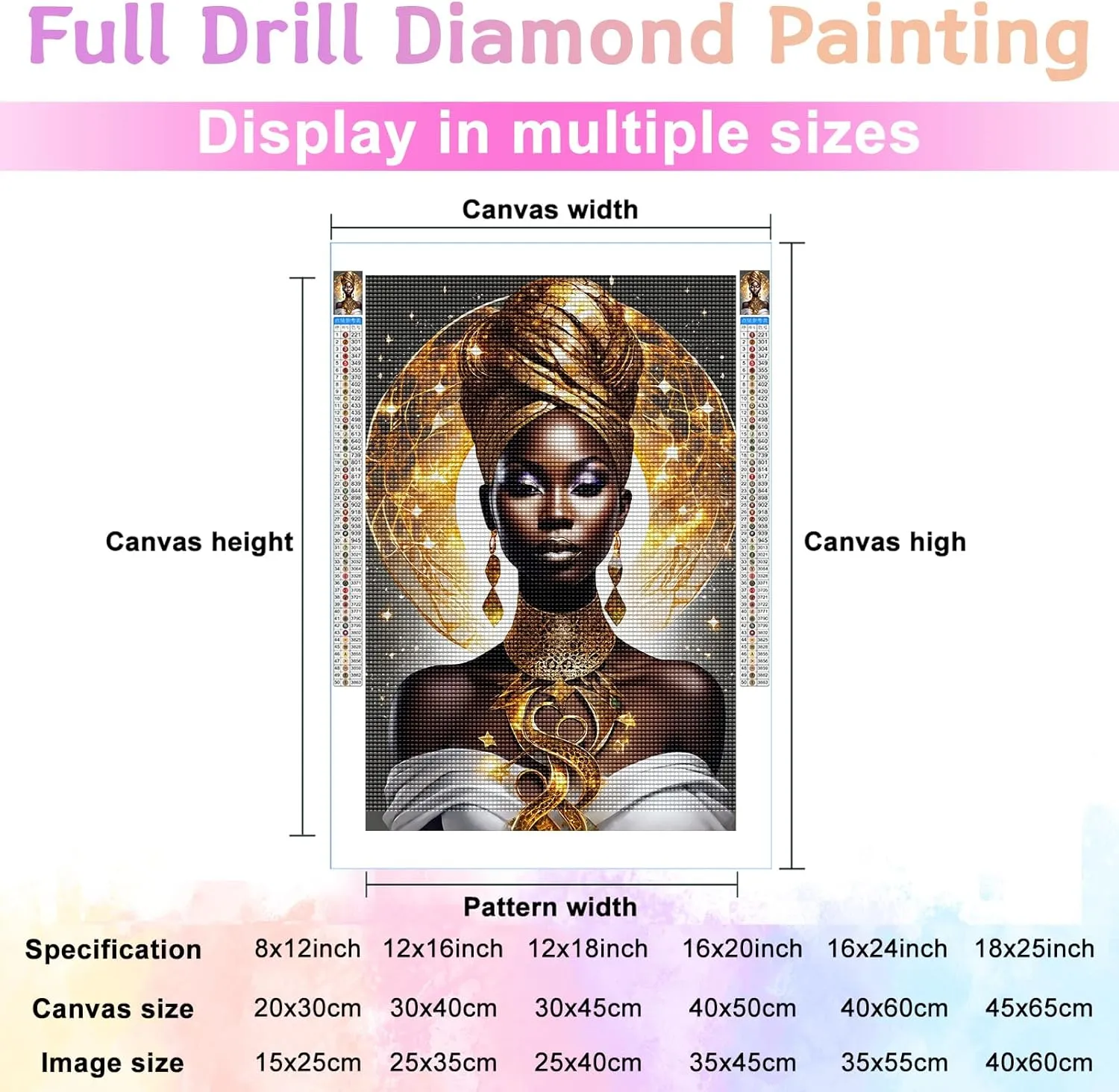 Directo Diamond Painting Kits for Adult,DIY 5D African American Diamond Art Kits,Portrait Full Drill Round Crystal Happy African Women Diamond Dots Art Crafts for Home Wall Decor 18x25inch