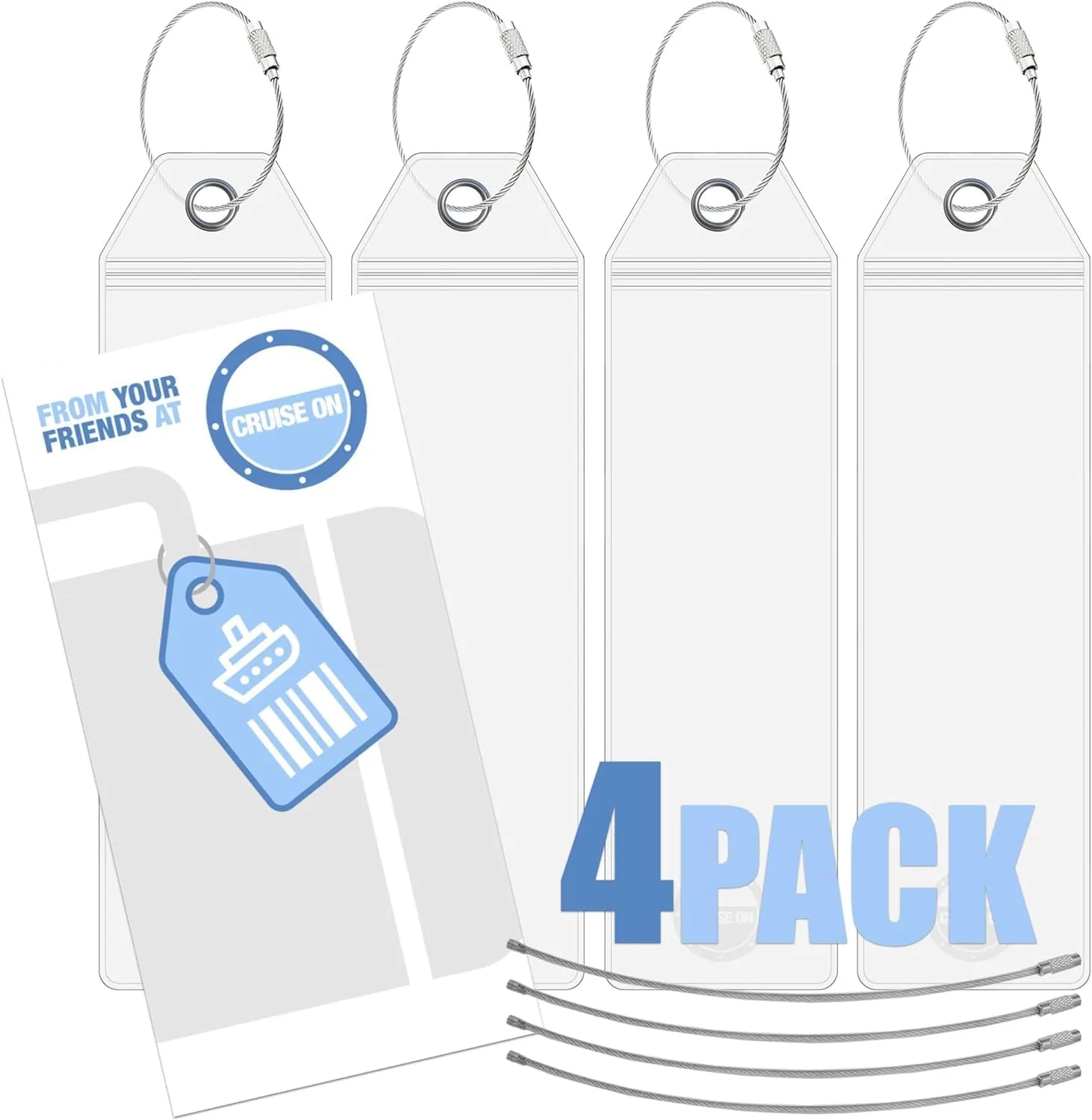 Disney Cruise Lines Luggage Tag Holders [4 Pack] & Cruise Lanyard Set [2 Pack] - Royal & Navy Blue