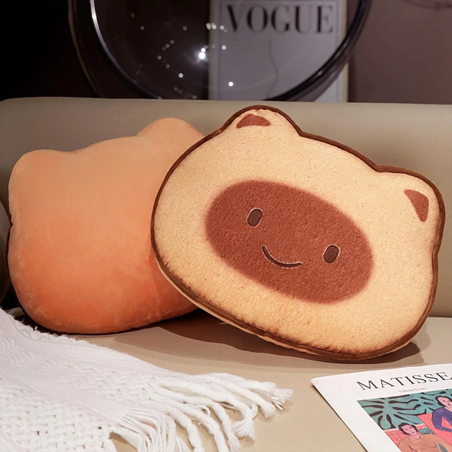 Ditucu Cat Stuffed Animal Cute Kitten Napping Throw Pillows Soft Cushion Plush Decorative Gifts for Kids Brown 15.7 inch Light Brown