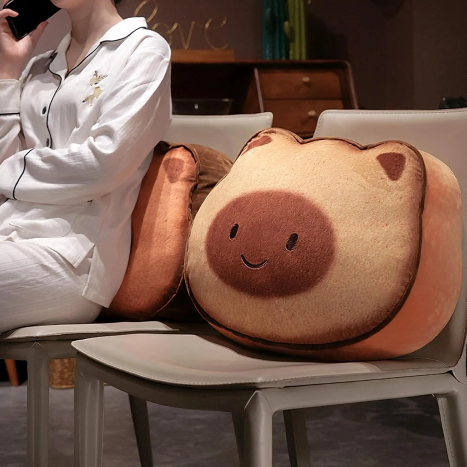 Ditucu Cat Stuffed Animal Cute Kitten Napping Throw Pillows Soft Cushion Plush Decorative Gifts for Kids Brown 15.7 inch Light Brown
