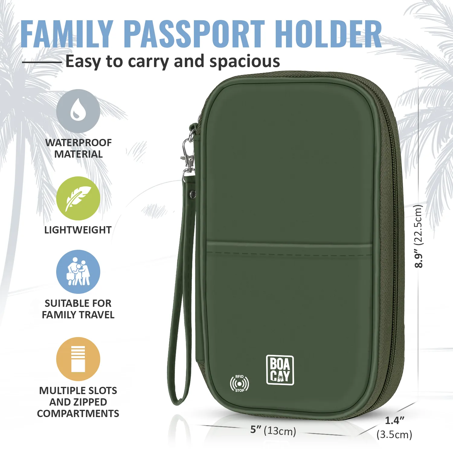 Document Organizer & Wallet (with RFID Blocker) - Olive Green