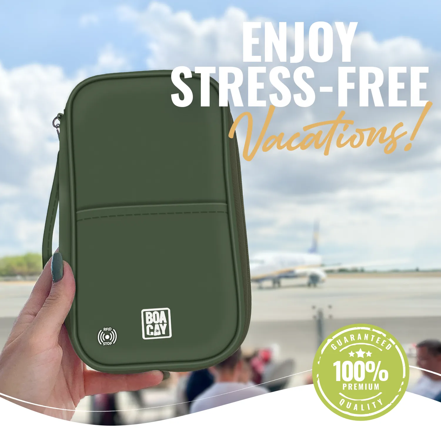 Document Organizer & Wallet (with RFID Blocker) - Olive Green