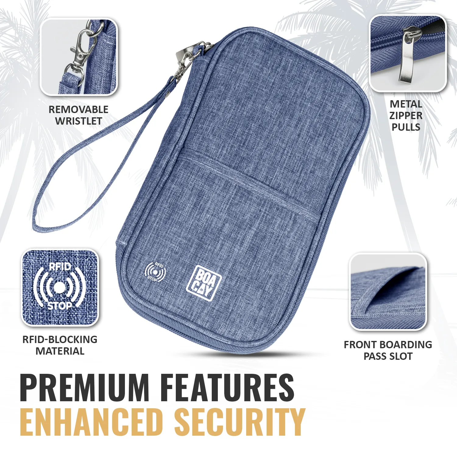 Document Organizer & Wallet (with RFID Blocker) - Violet Blue