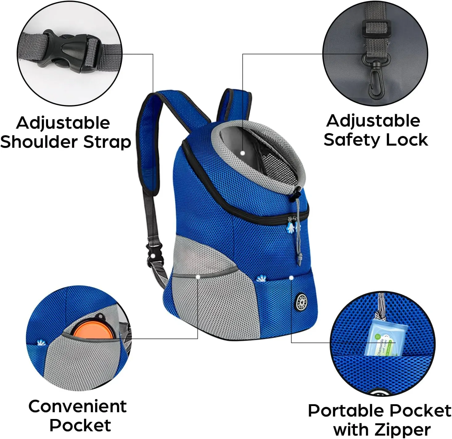 Dog Backpack Carrier Puppy Carrier Front Pack with Comfortable Breathable Padded Back and Shoulders Carrier Backpacks with Head Out Design for Travel Outdoor Small Medium Dogs Cats Rabbits