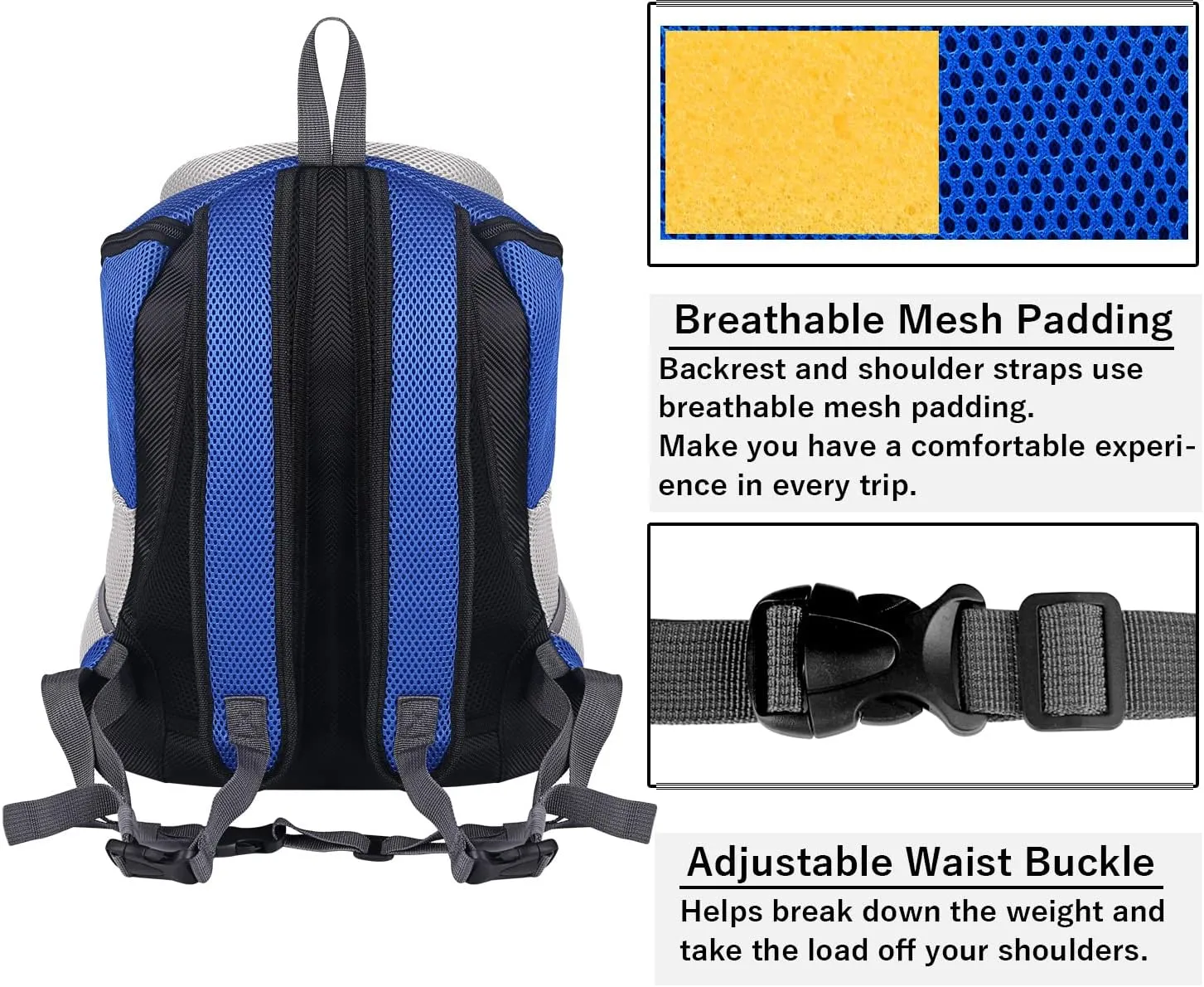 Dog Backpack Carrier Puppy Carrier Front Pack with Comfortable Breathable Padded Back and Shoulders Carrier Backpacks with Head Out Design for Travel Outdoor Small Medium Dogs Cats Rabbits