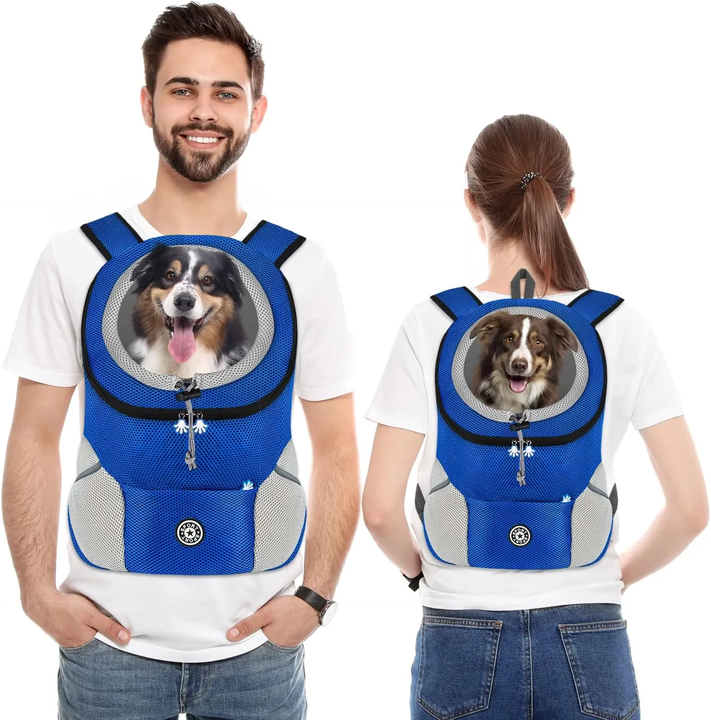 Dog Backpack Carrier Puppy Carrier Front Pack with Comfortable Breathable Padded Back and Shoulders Carrier Backpacks with Head Out Design for Travel Outdoor Small Medium Dogs Cats Rabbits