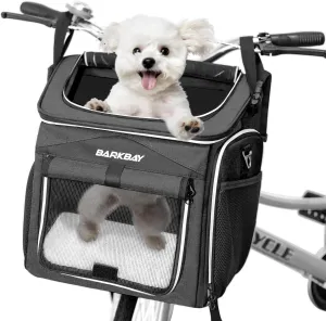 Dog Bike Basket Carrier, Expandable Foldable Soft-Sided Dog Carrier, 2 Open Doors, 5 Reflective Tapes, Pet Travel Bag,Dog Backpack Carrier Safe and Easy for Small Medium Cats and Dogs(Black)
