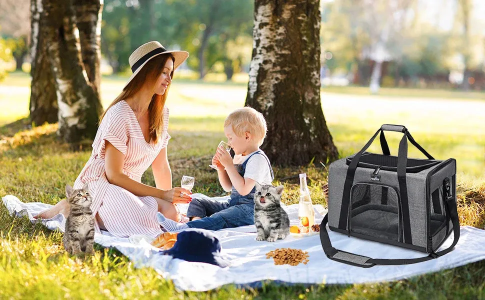 Dog Cat Carrier Bag Soft Side Travel Carriers TSA Airline Approved Transport Medium Size Pet Moving Backpack Bag Accessories